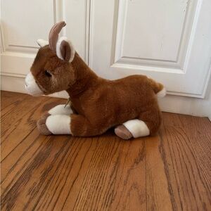 Brown and White Plush Goat Stuffed Animal Like new